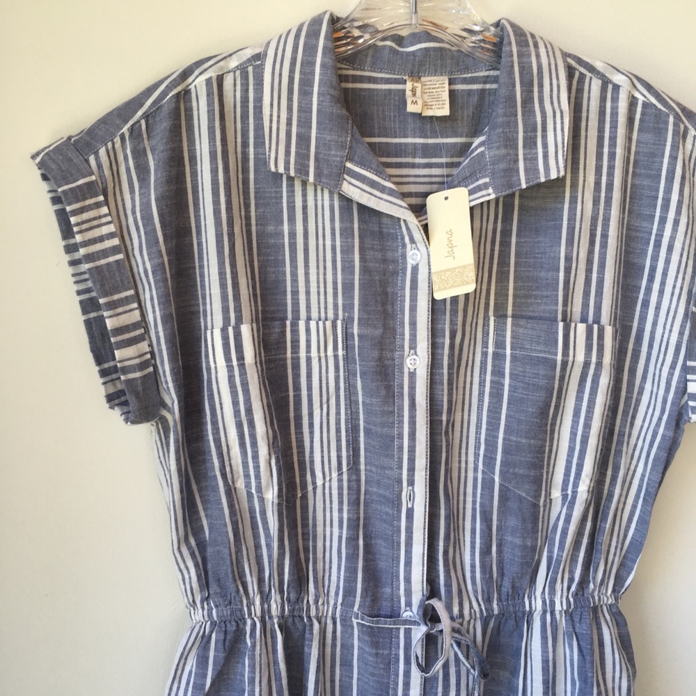 Japna Button Down Dress With Elastic waist